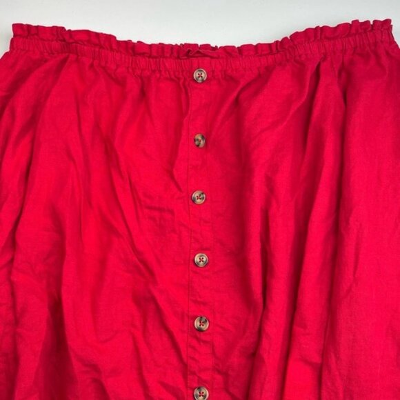 GUESS Off The Shoulder Linen Blend Top Sz Small Red - Picture 5 of 10